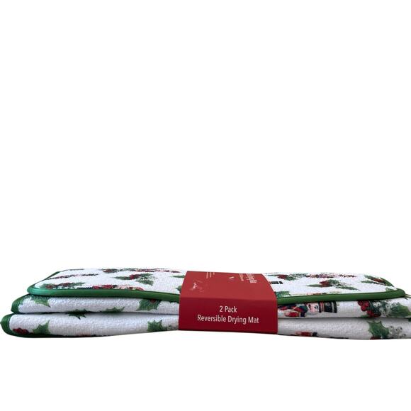 2pc Mint & Ivy NUTCRACKER Kitchen Drying Mats 16x19 Reversible Christmas Holiday - Picture 9 of 12